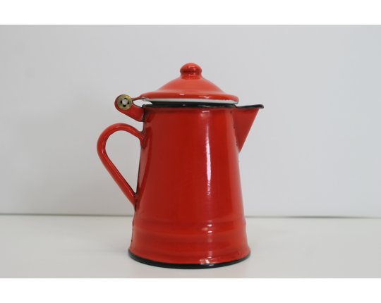 Alte Emaille Kanne Rot Kaffeekanne Milchkanne Shabby Landhaus Vintage Deko #4839