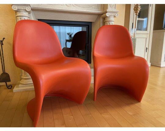 2 Vitra Stuhl Chair Rot Verner Panton Freischwinger Pop Art Vintage Design #4864