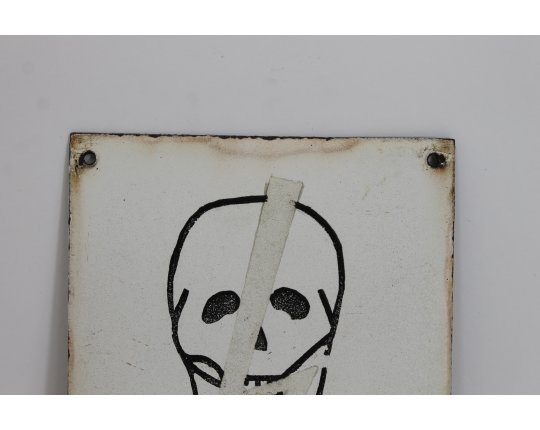 Altes Emailleschild Totenkopf Skull Emailschild 60er Jahre Fabrik Industry #5058