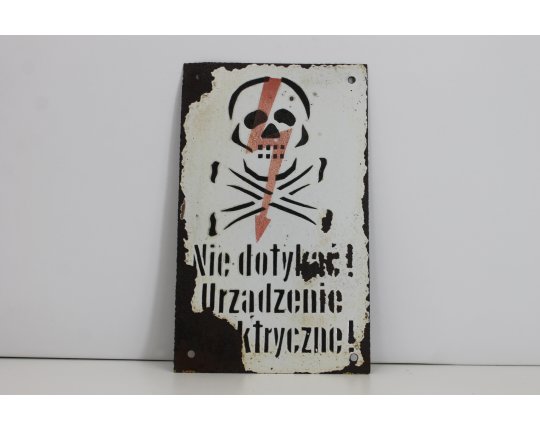 Altes Emailleschild Totenkopf Skull Emailschild 60er Jahre Fabrik Industry #5062