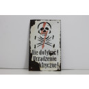 Altes Emailleschild Totenkopf Skull Emailschild 60er Jahre Fabrik Industry #5062
