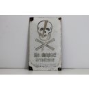 Altes Emailleschild Totenkopf Skull Emailschild 60er Jahre Fabrik Industry #5063