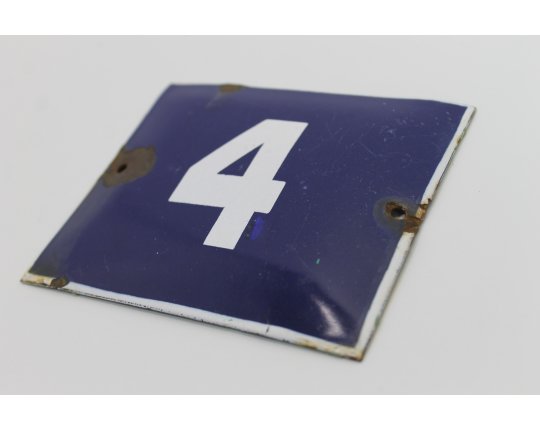 Alte Emaille Schild Hausnummer emailliert gewölbt Haustüre Plakette #5123