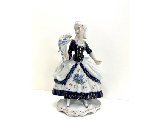 Porzellan Figur wie Royal Dux Dame Papagei Rokoko Skulptur Statue Kunst #6635