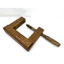 Alte antike Schraubzwinge Holz Spindel Schreiner Werkzeug Shabby Deko #6844