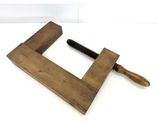 Alte antike Schraubzwinge Holz Spindel Schreiner Werkzeug Shabby Deko #6845