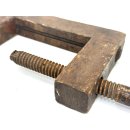Alte antike Schraubzwinge Holz Spindel Schreiner Werkzeug Shabby Deko #6855
