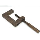 Alte antike Schraubzwinge Holz Spindel Schreiner Werkzeug Shabby Deko #6856