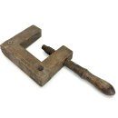 Alte antike Schraubzwinge Holz Spindel Schreiner Werkzeug Shabby Deko #6857