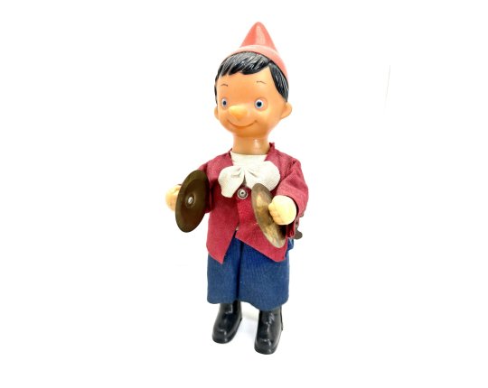 Alte Pinocchio Puppe Figur Spielzeug Musik Instrument Vintage Sammler #6898