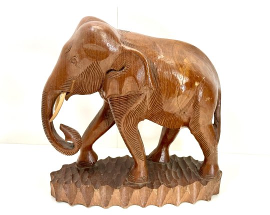 Vintage Elefant Figur Holz Tierfigur Statue Skulptur Asien Afrika Deko #7052
