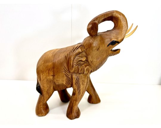 Vintage Elefant Figur Holz Tierfigur Statue Skulptur Asien Afrika Deko #7065