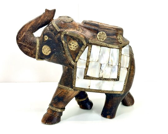 Vintage Elefant Figur Holz Tierfigur Statue Skulptur Asien Afrika Deko #7074