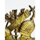 Antike Bronzefigur Taschenuhr St&auml;nder Ritter Helm Skulptur  Antiquariat #7152