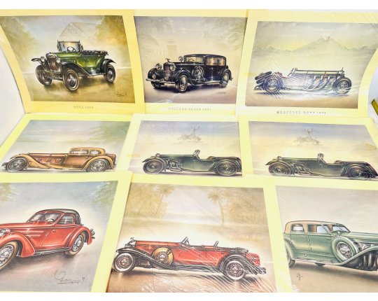 41 St&uuml;ck Kunstdrucke Automobil Poster Aral Oldtimer Sammelbilder #7167