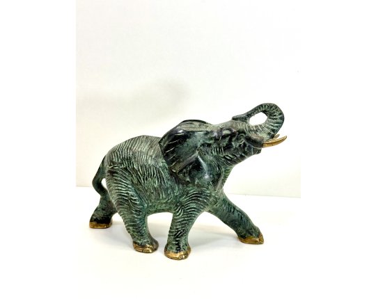 Vintage Elefant Figur Metall Tierfigur Statue Skulptur Asien Afrika Deko #7399