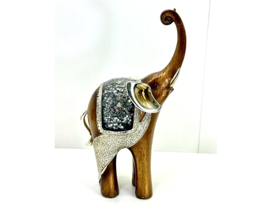 Vintage Elefant Figur Holz Tierfigur Statue Skulptur Asien Afrika Deko #7401