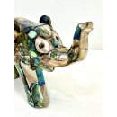 Vintage Elefant Figur Perlmutt Tierfigur Statue Skulptur Asien Afrika Deko #7403