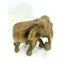 Vintage Elefant Figur Holz Tierfigur Statue Skulptur Asien Afrika Deko #7420