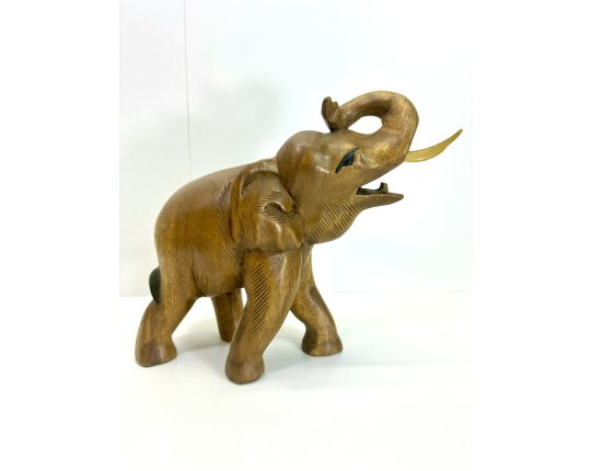 Vintage Elefant Figur Holz Tierfigur Statue Skulptur Asien Afrika Deko #7423