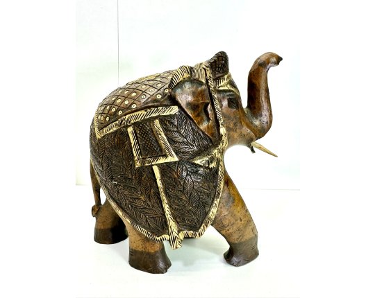 Vintage Elefant Figur Holz Tierfigur Statue Skulptur Asien Afrika Deko #7428