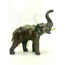 Vintage Elefant Figur Leder Tierfigur Statue Skulptur Asien Afrika Deko #7429