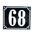 Altes Emaille Schild Hausnummer 68 emailliert Hausnummernschild Schwarz #7470