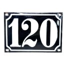 Altes Emaille Schild Hausnummer 120 emailliert Hausnummernschild Schwarz #7500