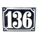 Altes Emaille Schild Hausnummer 136 emailliert Hausnummernschild Schwarz #7511