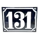 Altes Emaille Schild Hausnummer 131 emailliert Hausnummernschild Schwarz #7518