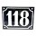 Altes Emaille Schild Hausnummer 118 emailliert Hausnummernschild Schwarz #7521