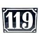 Altes Emaille Schild Hausnummer 119 emailliert Hausnummernschild Schwarz #7522