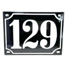 Altes Emaille Schild Hausnummer 129 emailliert Hausnummernschild Schwarz #7524