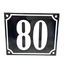Altes Emaille Schild Hausnummer 80 emailliert Hausnummernschild Schwarz #7600
