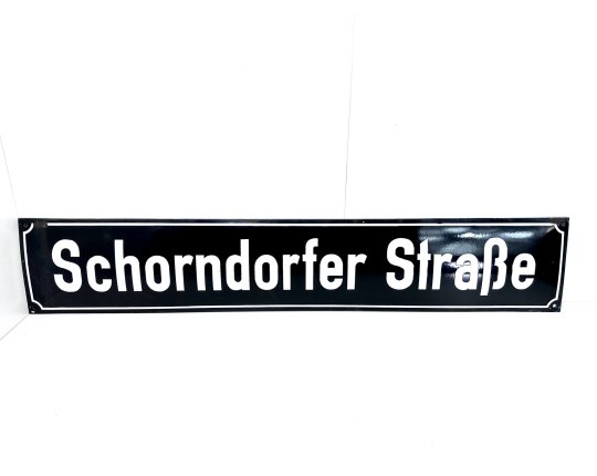 Altes Emaille Straßenschild Schorndorfer Straße Emailleschild Schwarz #7621