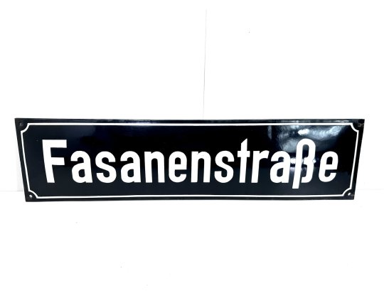 Altes Emaille Straßenschild Fasanenstraße Emailleschild Schwarz #7628