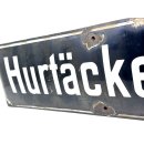 Altes Emaille Straßenschild Hurtäckerstraße Emailleschild Schwarz #7632