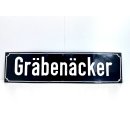 Altes Emaille Straßenschild Gräbenäcker...