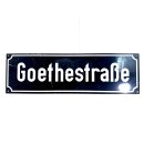 Altes Emaille Straßenschild Goethestraße...