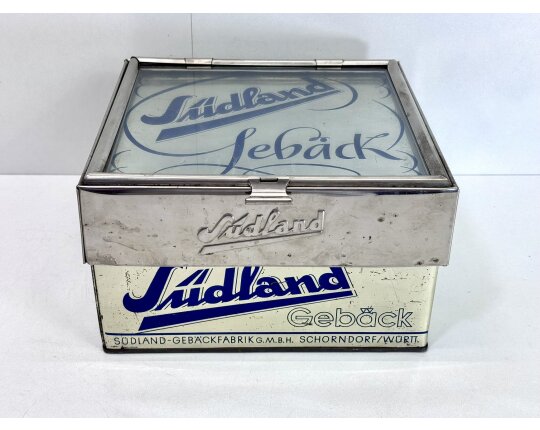 Vintage Blechdose Blechkiste Südland Gebäck Reklame Keksdose Werbung #9151
