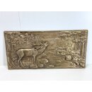 Vintage Messing Relief Gussbild Ofenplatte Jagd Landhaus...