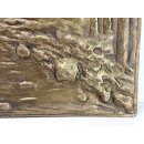Vintage Messing Relief Gussbild Ofenplatte Jagd Landhaus Shabby Deko #9302
