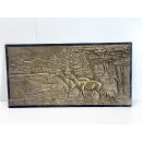 Vintage Messing Relief Gussbild Ofenplatte Jagd Landhaus...