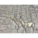 Vintage Messing Relief Gussbild Ofenplatte Jagd Landhaus Shabby Deko #9303