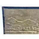 Vintage Messing Relief Gussbild Ofenplatte Jagd Landhaus Shabby Deko #9303