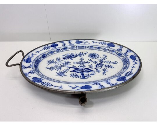 Antik Porzellan Servierplatte GBN Gebrüder Bing Teller Warmhalteplatte #9310