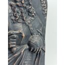 Vintage Gussplatte Gusseisen Relief Gussbild Carolus Magnus Karl der Große #9335