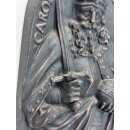 Vintage Gussplatte Gusseisen Relief Gussbild Carolus Magnus Karl der Große #9335