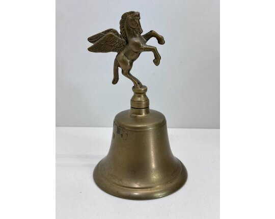 Vintage Messing Glocke Tischglocke Pegasus Pferd Handglocke Deko Shabby #9351