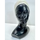 Gips Guss Büste Frauenkopf Mädchen Turban Figur Skulptur Statue Kunst #9423